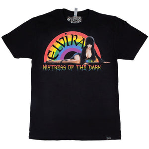 Elvira Mistress Rainbow Logo Black Tshirt