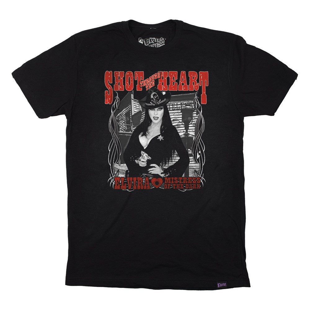 Elvira Shot Through The Heart Mens Tshirt