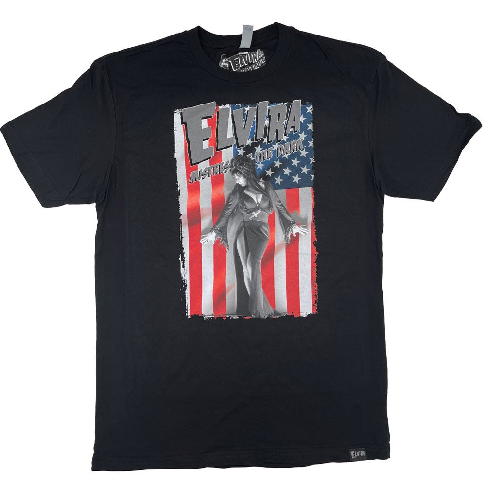 Elvira Flag Backdrop Mens Tshirt