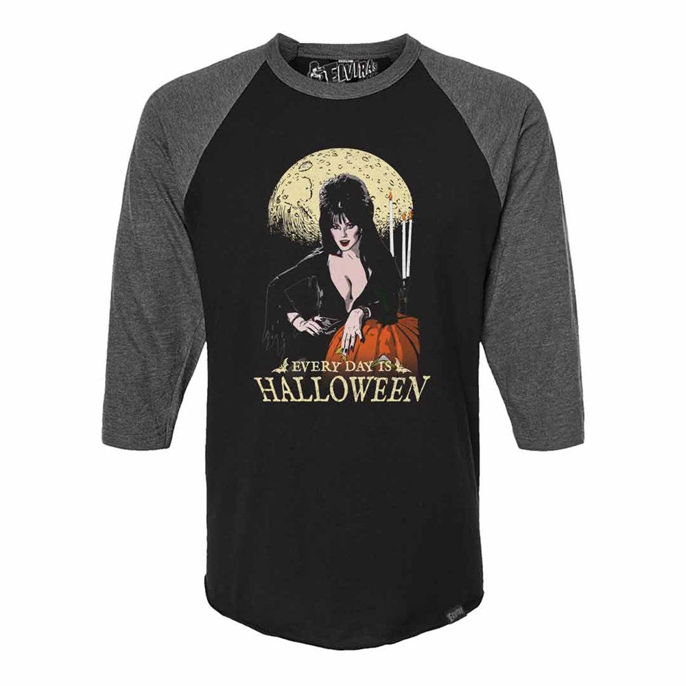 Elvira Every Day Is Halloween 3/4 Sleeve Raglan Shirt