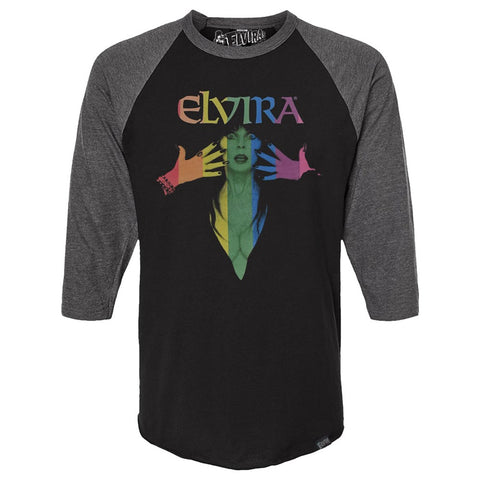 Elvira Pride Classic Logo 3/4 Sleeve Raglan Charcoal ShirtTshirt