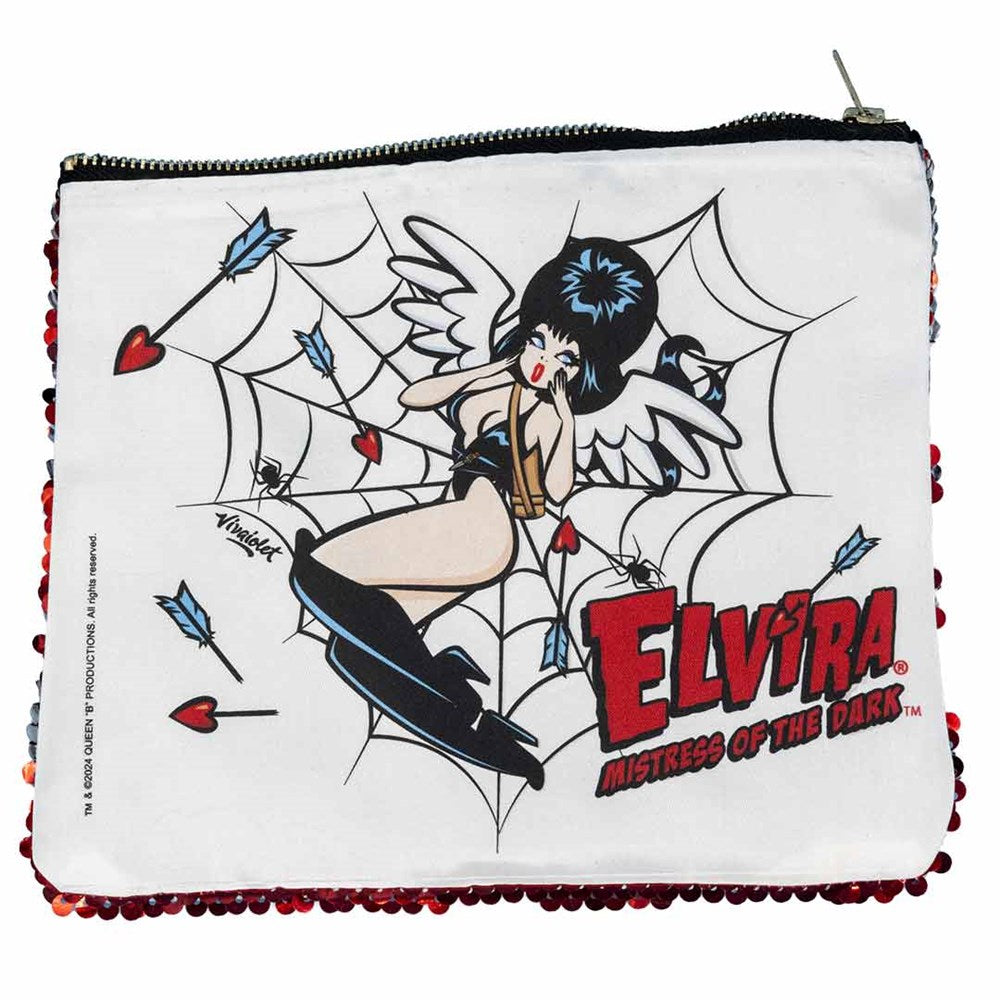 Elvira Cupid Web Viva Red Sequin Make Up Case