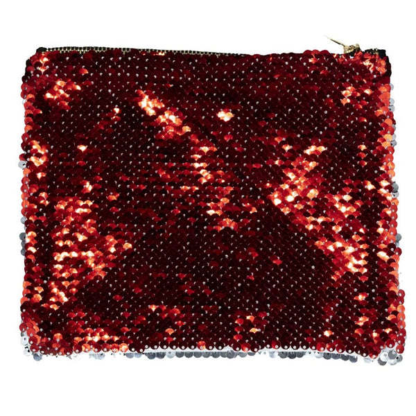 Elvira Lay Down Red Sequin Make Up Bag