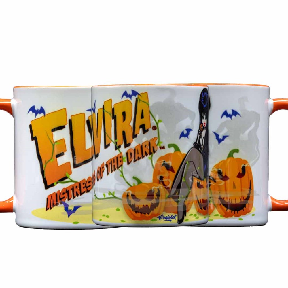 Elvira Pumpkin Vine Orange Rim Mug