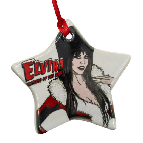 Elvira Santa Suit Art Star Ornament