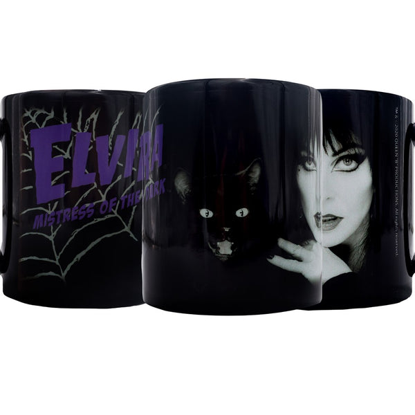 Elvira Black Cat Purple Web Mug