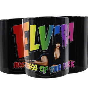 Elvira Rainbow Logo Lay Down Black Mug