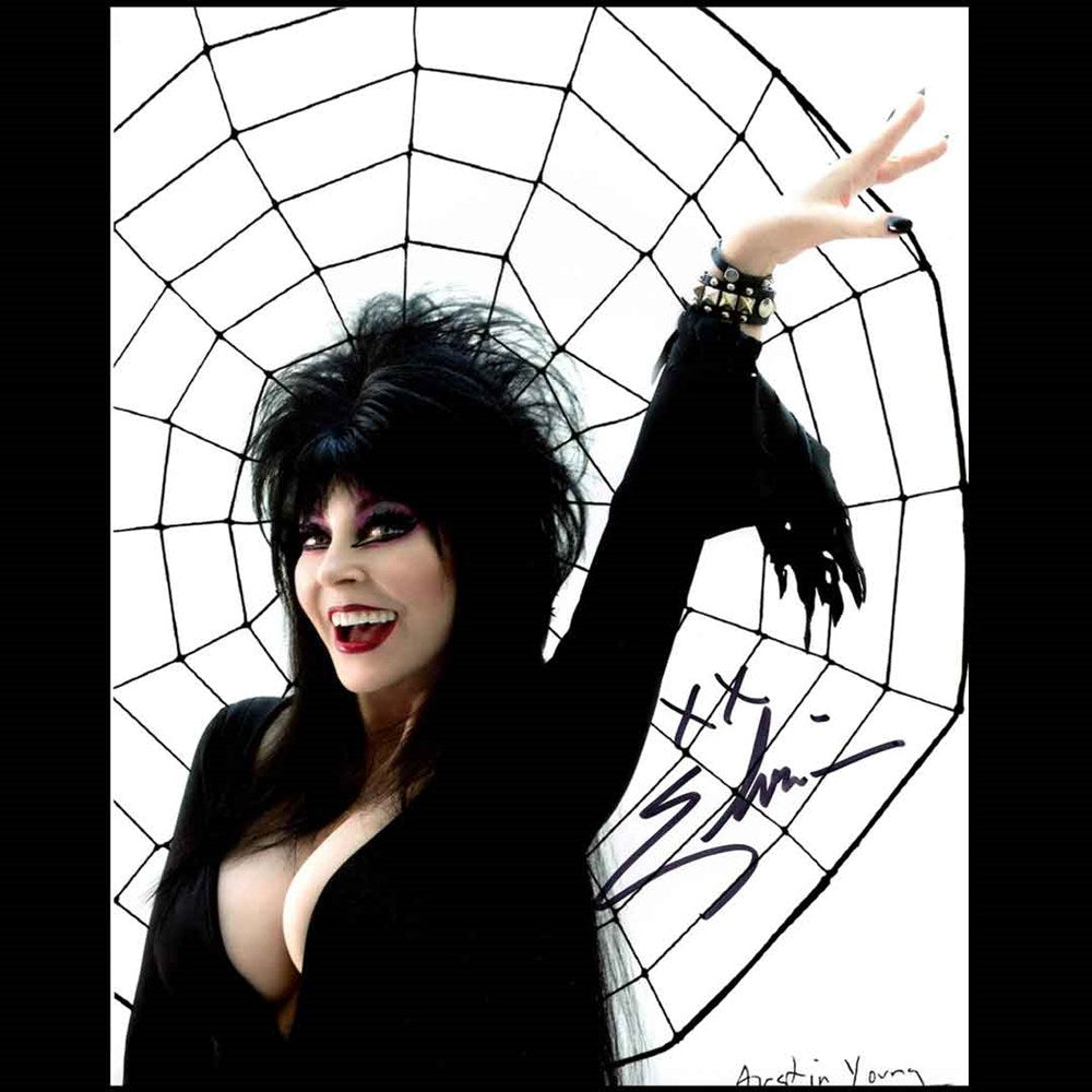 Elvira Autographed White Web Photo