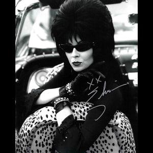 Elvira Autographed Black And White Macabre Mobile Photo