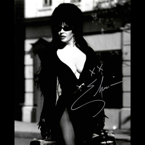 Elvira Autographed Black And White Walking Photo