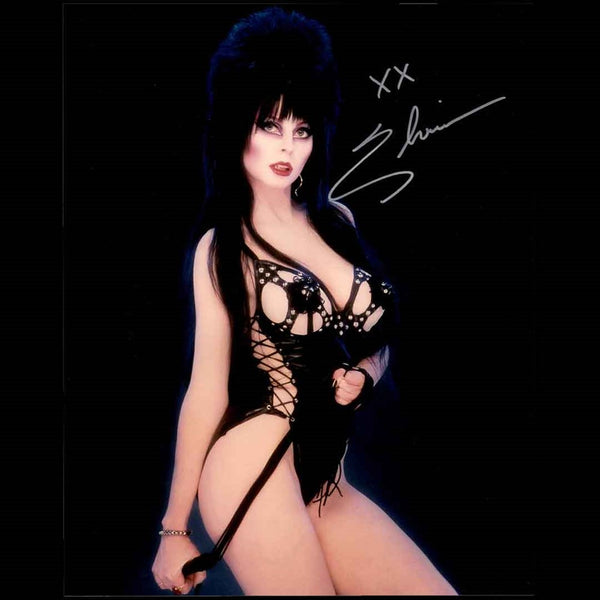 Elvira Autographed Whip Photo Elviras Bootique