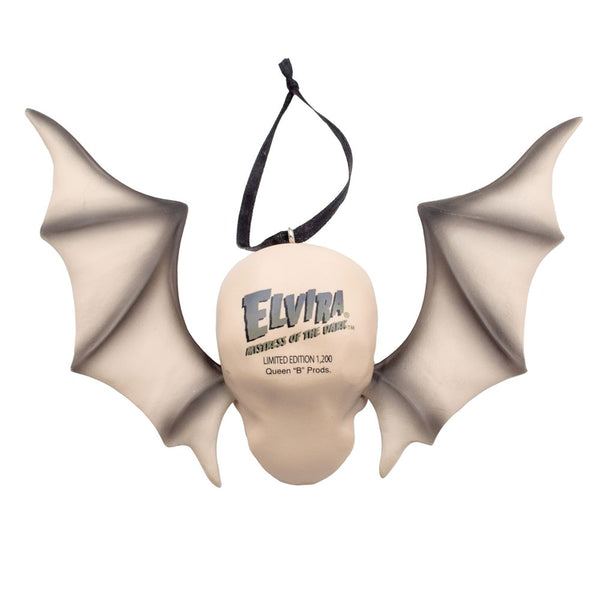 LESS THAN PERFECT Elvira Enesco Skull and Bat Wing Ornament