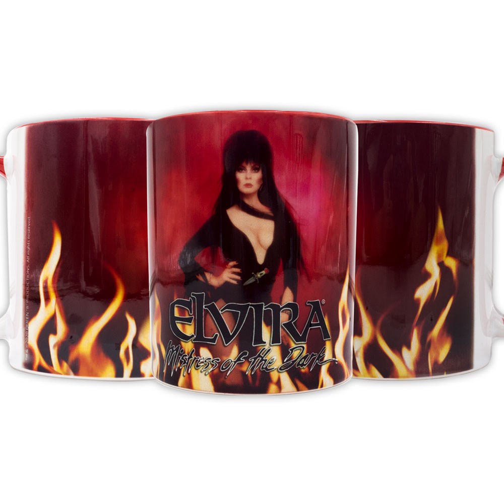 Elvira In Flames Red Rim Mug