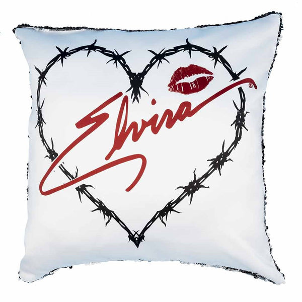 Elvira Love Hurts Scroll Black Sequin Pillow Cover Case