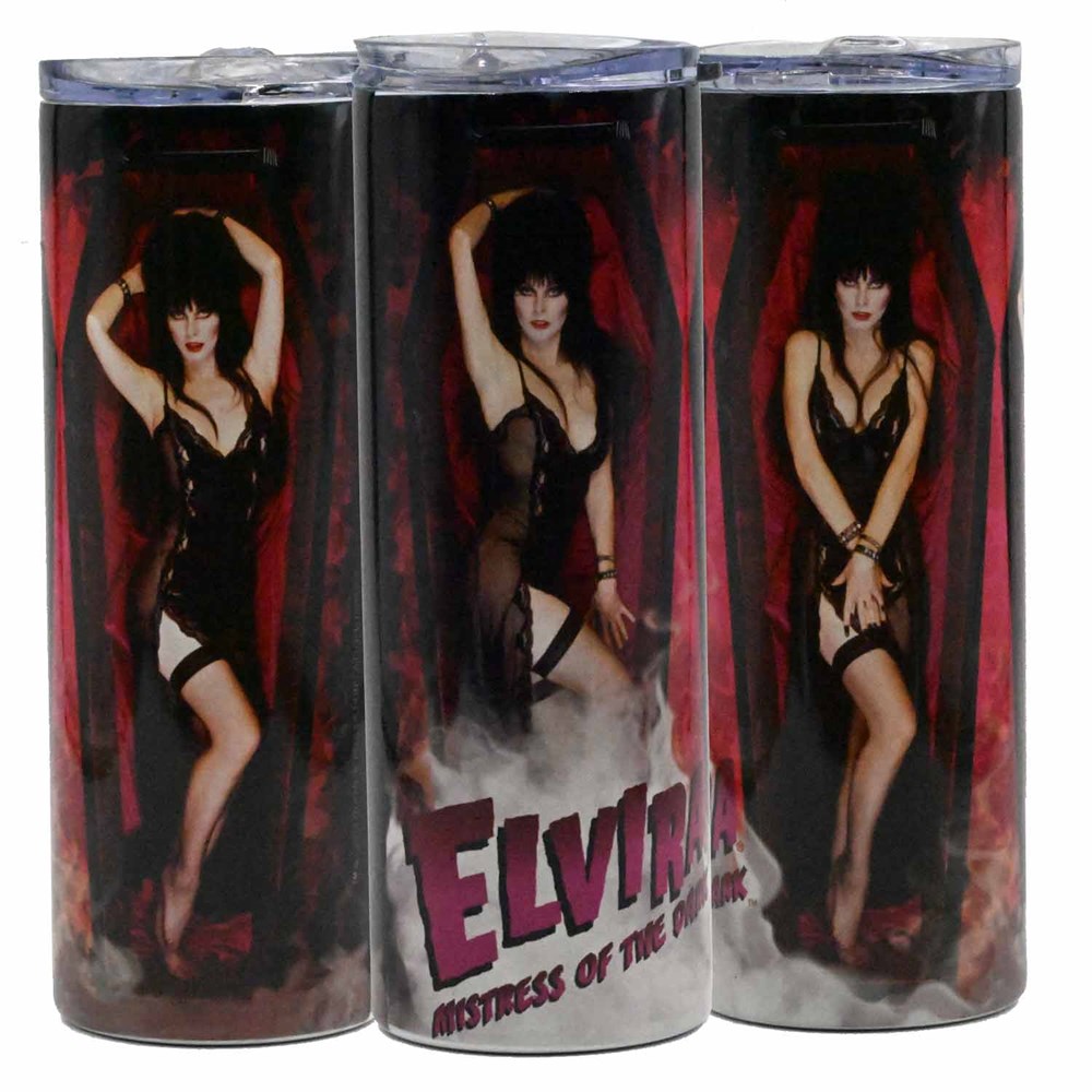 Elvira Crimson Casket Skinny Tumbler