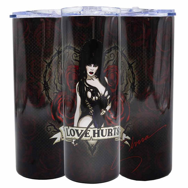 Elvira Love Hurts Scroll Skinny Tumbler