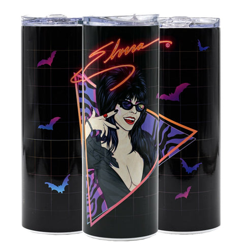 Elvira New Wave Bats Skinny Tumbler