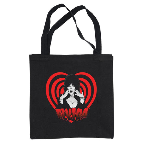 Elvira Hypno Heart Red Black Canvas Tote Bag