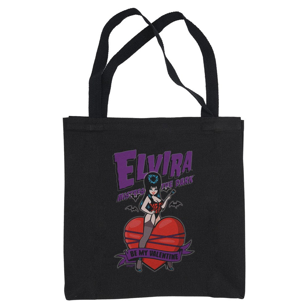 Elvira Be My Valentine Viva Heart Black Canvas Tote Bag