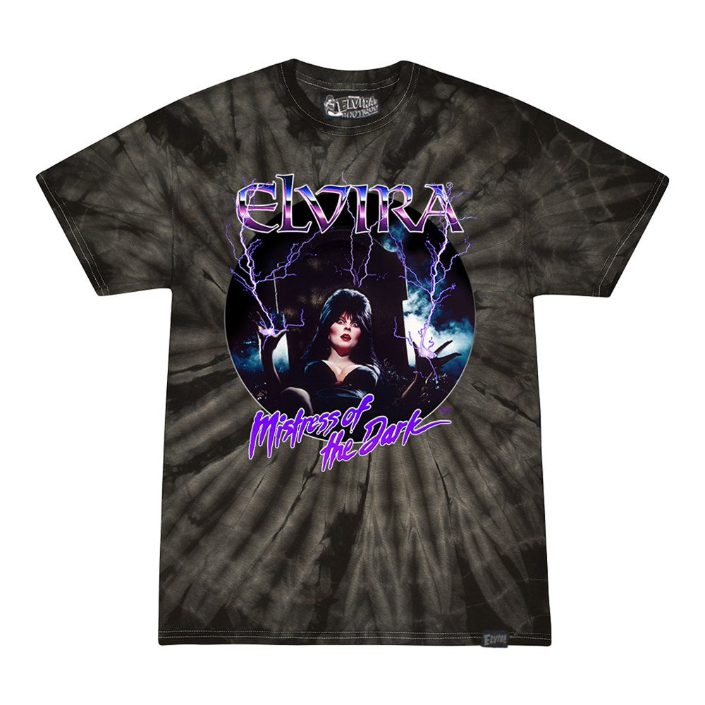 Elvira Electric Grave Tie Dye Black Tshirt