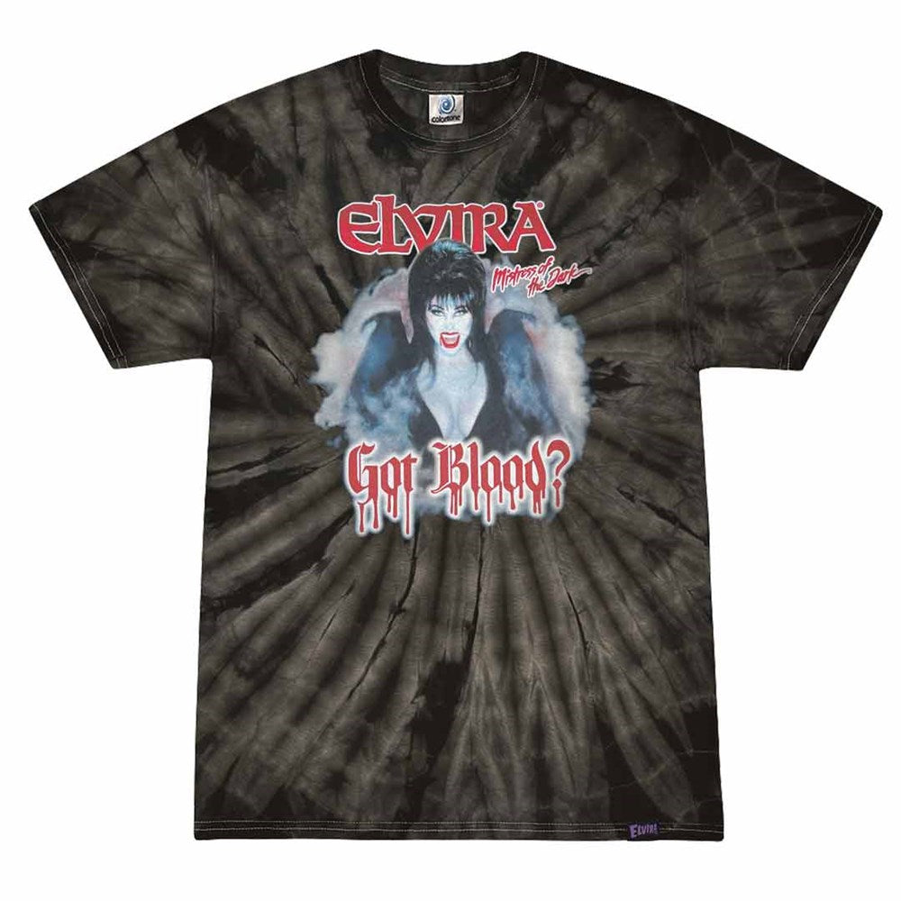 Elvira Got Blood Vamp Tie Dye Black T-shirt