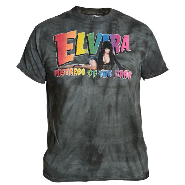 Elvira Rainbow Logo Lay Down Tie Dye Black Tshirt