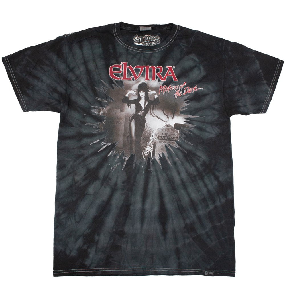 Elvira Graveyard Ghoul Black Tie Dye T-shirt