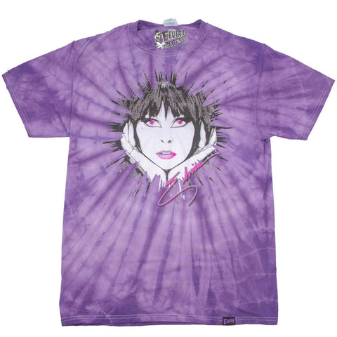 Elvira 80's Sketch Purple Tie Dye T-shirt