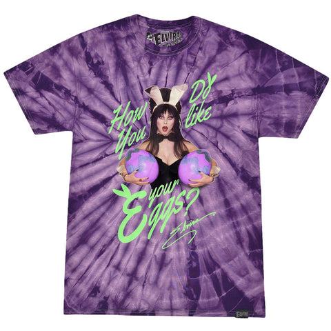 Elvira Like Your Eggs Purple Tie Dye T-shirt