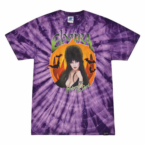 Elvira Pumpkin Circle Tie Dye Purple T-shirt