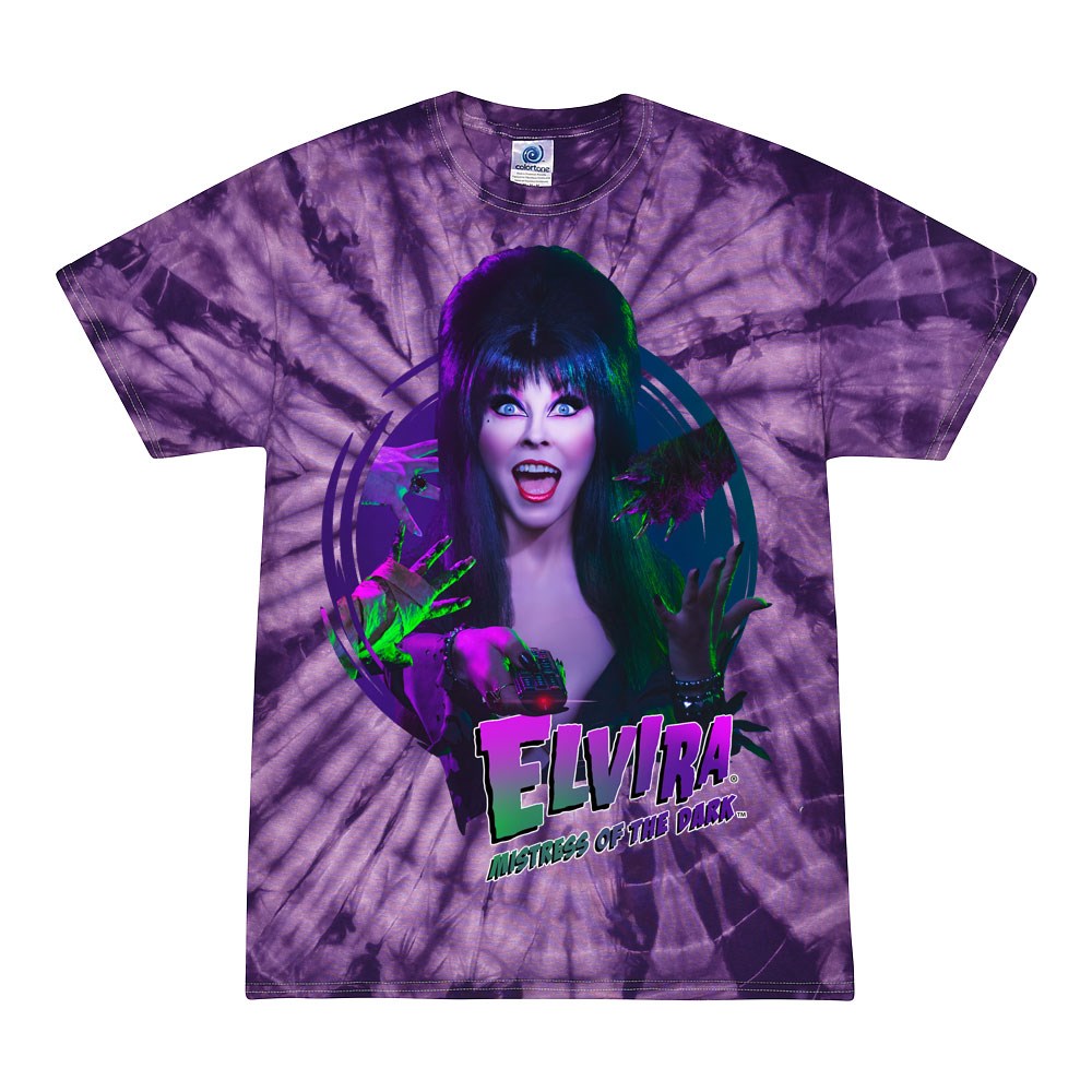 Elvira Remote Control Purple Tie Dye T-shirt