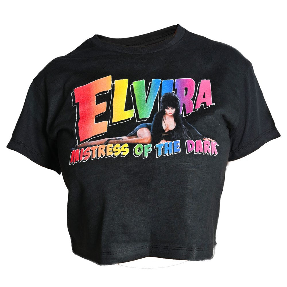 Elvira Rainbow Logo Lay Down Crop Tee