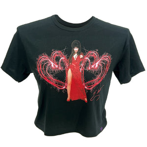 Elvira Sparkler Hearts Crop Tee