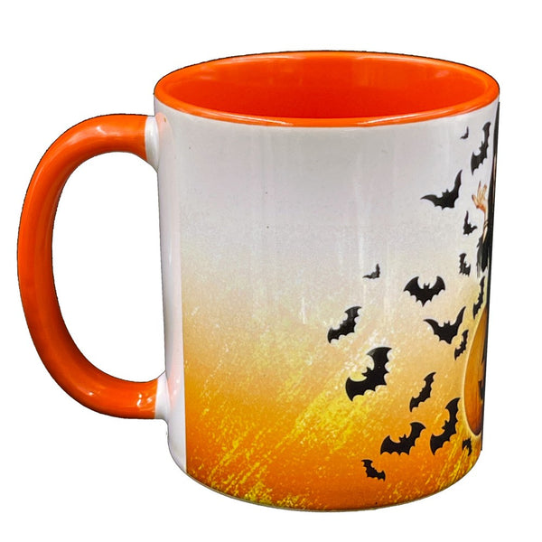Elvira Harvest Bats Orange Rim Mug
