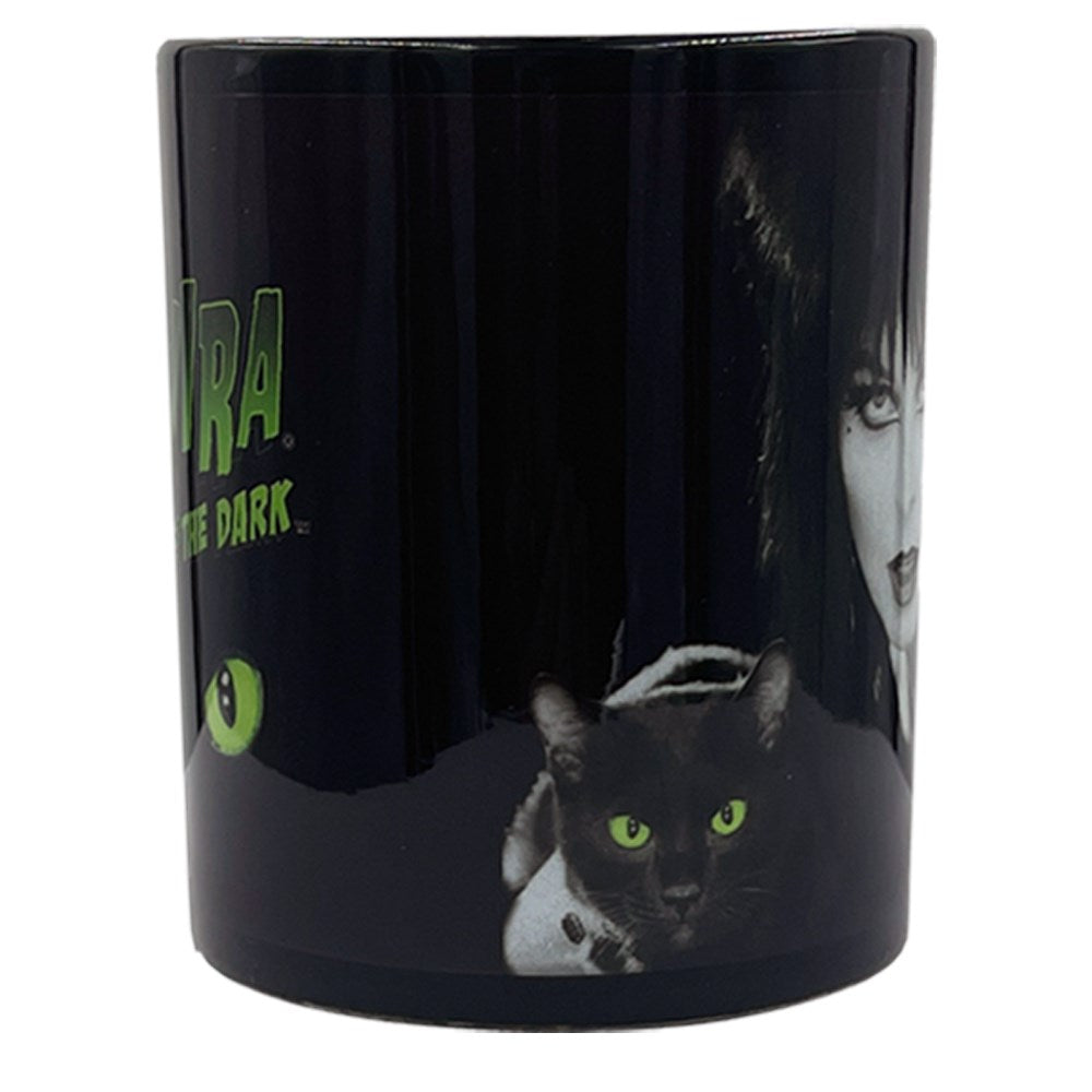 Elvira Black Cat Green Eyes Mug