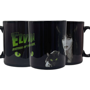 Elvira Black Cat Green Eyes Mug